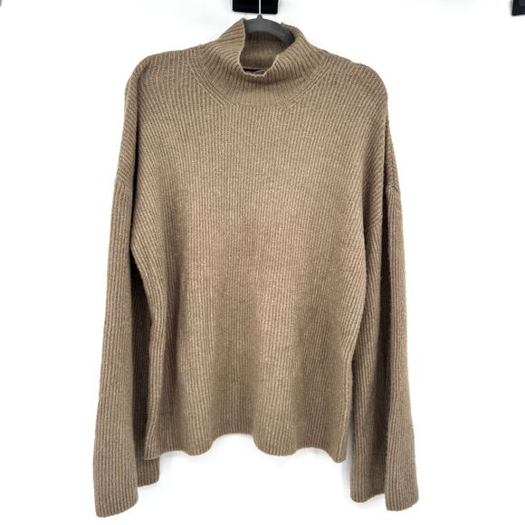 French Connection Women's Pullover Rib Knit Tan Turtleneck Sweater Medium - Picture 1 of 8
